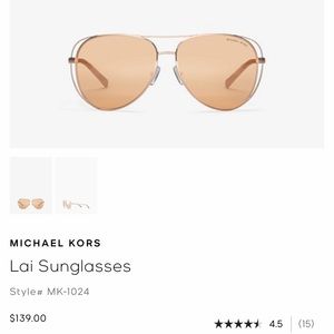 Michael Kors Rose Gold Aviator Sunglasses